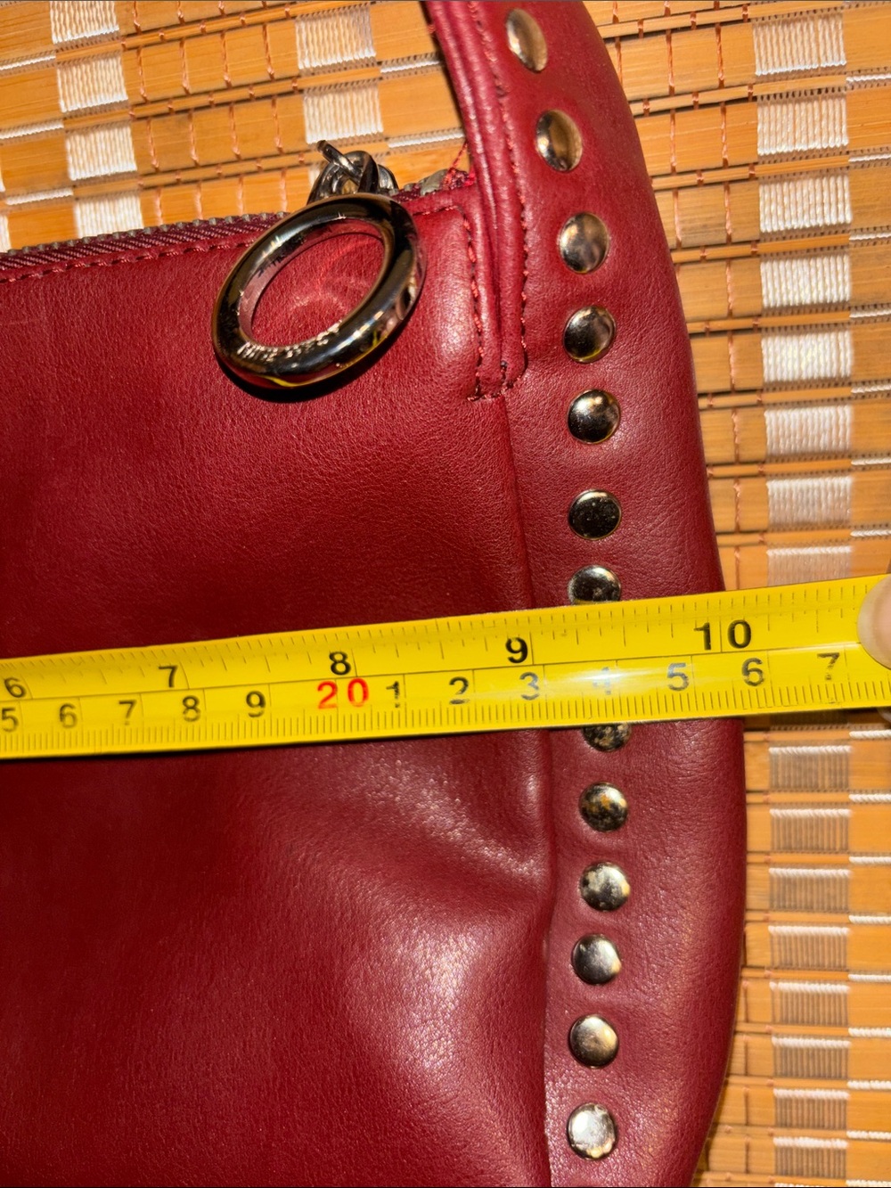 Nine West | Women’s Burgundy Faux Leather Studded Shoulder Bag - Picture 7 of 12